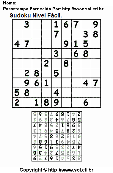Sudoku Para Imprimir Com Respostas 1