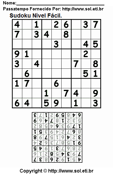 Sudoku Para Imprimir Com Respostas 154