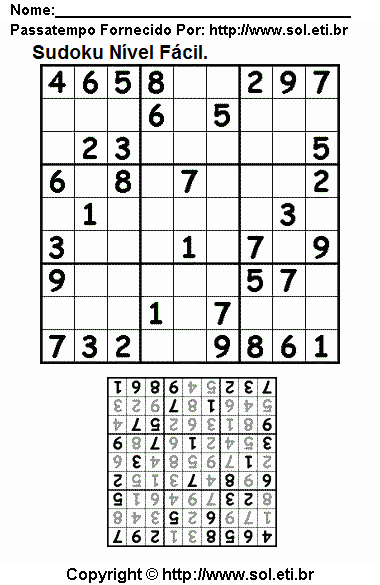 Sudoku Para Imprimir Com Respostas 168