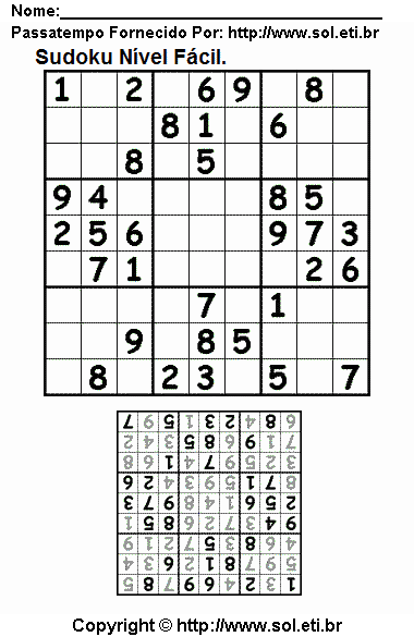 Sudoku Para Imprimir Com Respostas 189