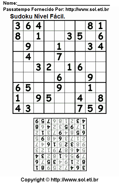 Sudoku Para Imprimir Com Respostas 201