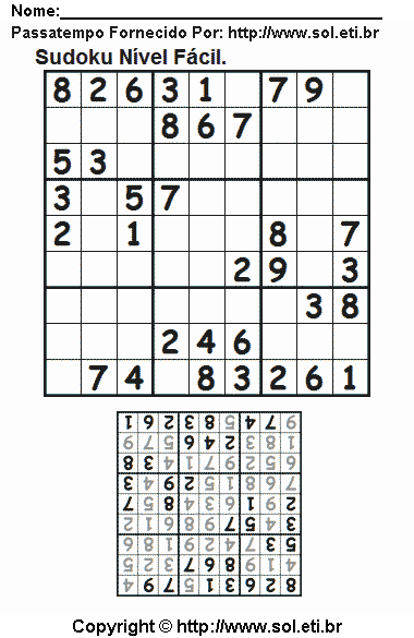 Sudoku Para Imprimir Com Respostas 251