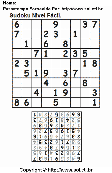 Sudoku Para Imprimir Com Respostas 261