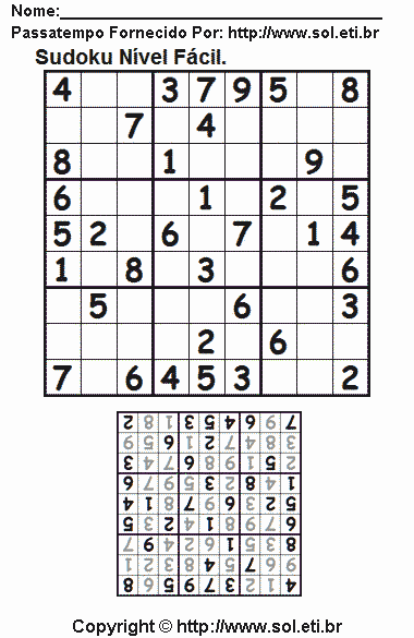 Sudoku Para Imprimir Com Respostas 262