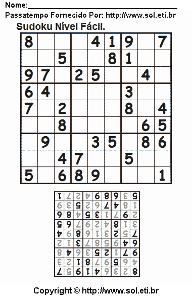 Sudoku Para Imprimir Com Respostas 263