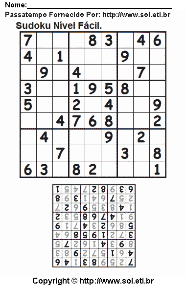 Sudoku Para Imprimir Com Respostas 267
