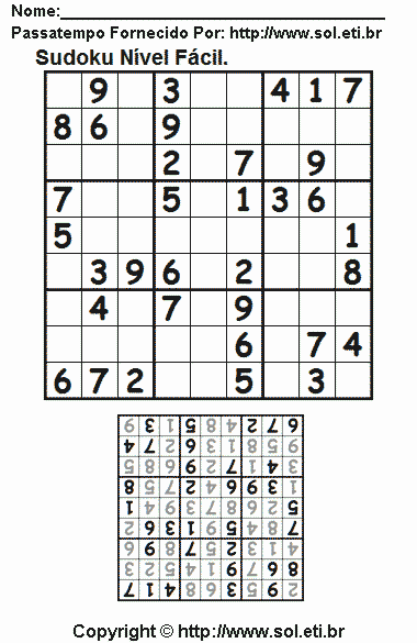 Sudoku Para Imprimir Com Respostas 270