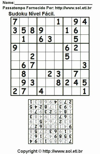 Sudoku Para Imprimir Com Respostas 279