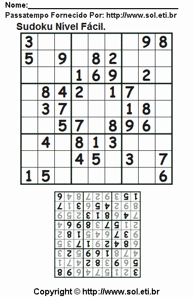 Sudoku Para Imprimir Com Respostas 285