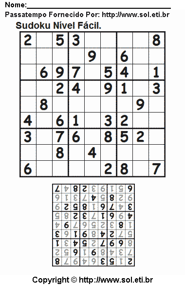Sudoku Para Imprimir Com Respostas 289