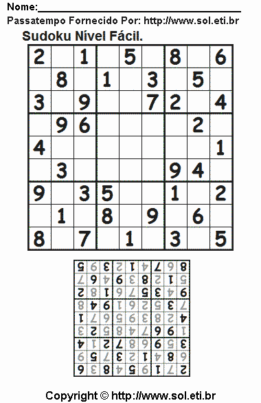 Sudoku Para Imprimir Com Respostas 292