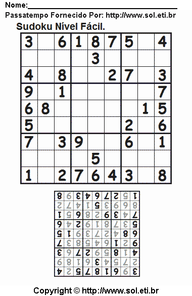 Sudoku Para Imprimir Com Respostas 296