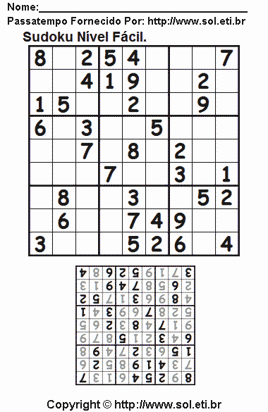 Sudoku Para Imprimir Com Respostas 307