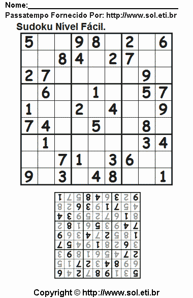 Sudoku Para Imprimir Com Respostas 312
