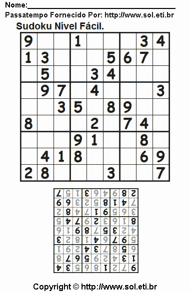 Sudoku Para Imprimir Com Respostas 322