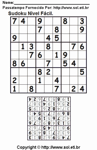 Sudoku Para Imprimir Com Respostas 334