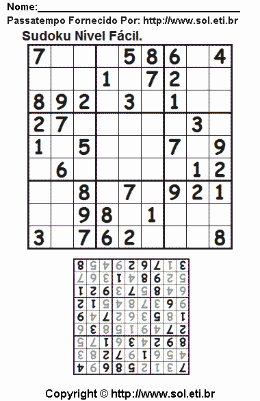 Sudoku Para Imprimir Com Respostas 363