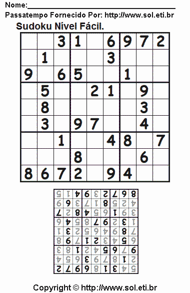 Sudoku Para Imprimir Com Respostas 395