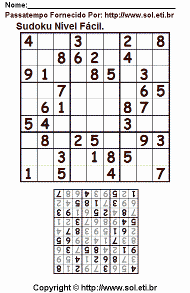 Sudoku Para Imprimir Com Respostas 421