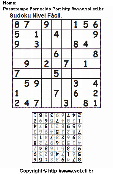 Sudoku Para Imprimir Com Respostas 454