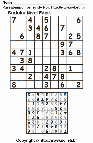 Sudoku Para Imprimir Com Respostas 463