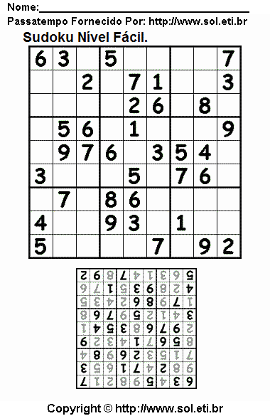 Sudoku Para Imprimir Com Respostas 464