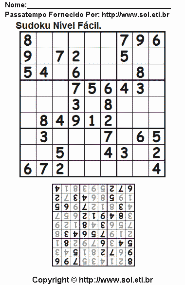 Sudoku Para Imprimir Com Respostas 468