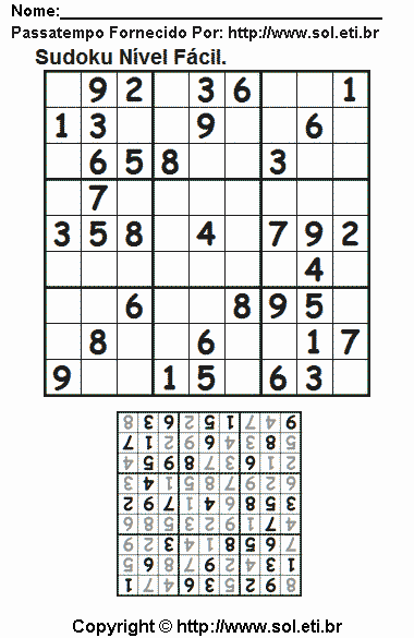 Sudoku Para Imprimir Com Respostas 472