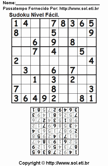 Sudoku Para Imprimir Com Respostas 476