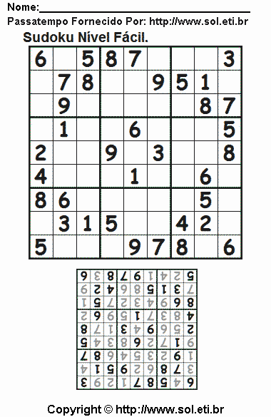 Sudoku Para Imprimir Com Respostas 491