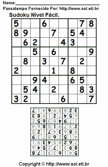 Sudoku Para Imprimir Com Respostas 492