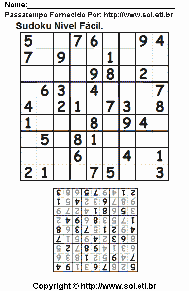 Sudoku Para Imprimir Com Respostas 494