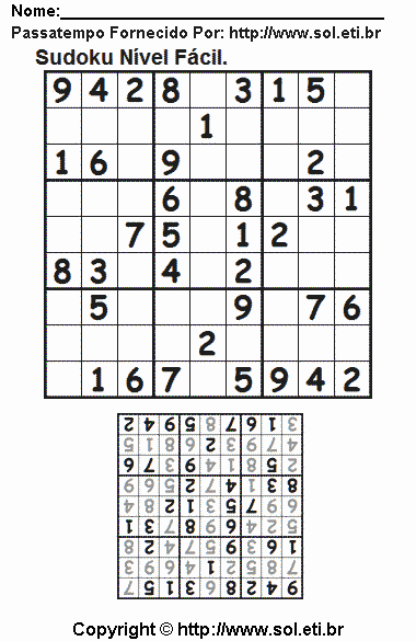 Sudoku Para Imprimir Com Respostas 495