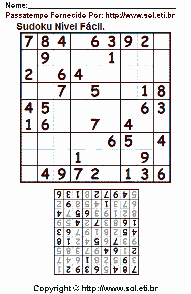 Sudoku Para Imprimir Com Respostas 496