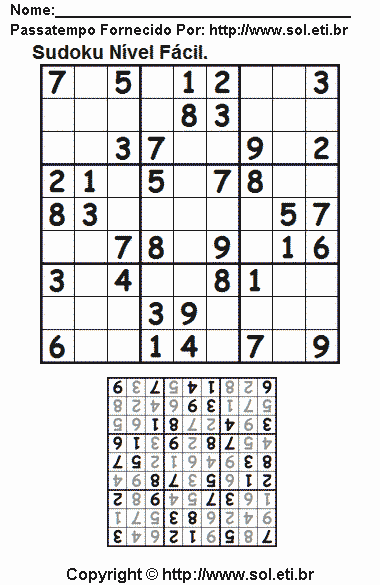 Sudoku Para Imprimir Com Respostas 503
