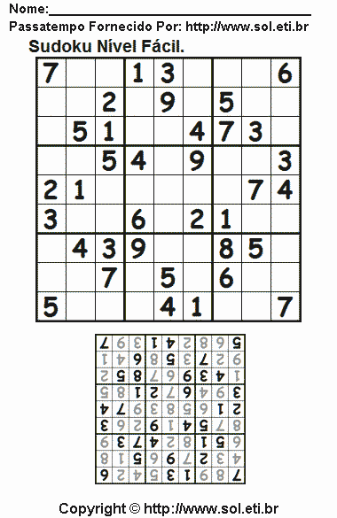 Sudoku Para Imprimir Com Respostas 511