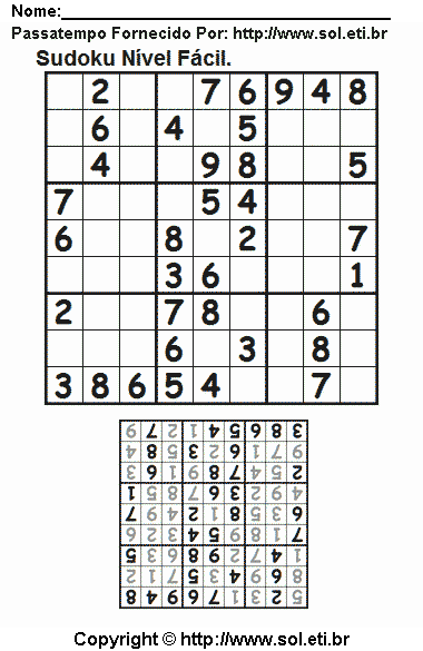 Sudoku Para Imprimir Com Respostas 520