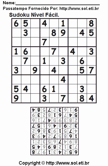 Sudoku Para Imprimir Com Respostas 524