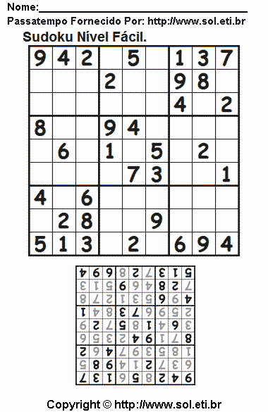 Sudoku Para Imprimir Com Respostas 526
