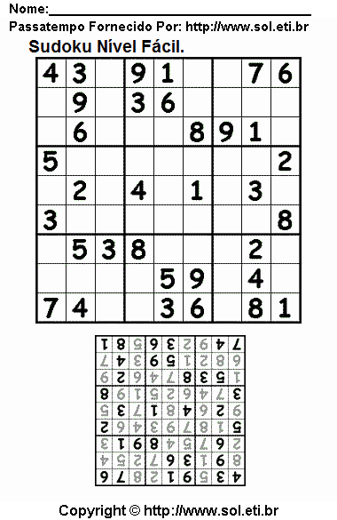 Sudoku Para Imprimir Com Respostas 530