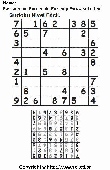 Sudoku Para Imprimir Com Respostas 532
