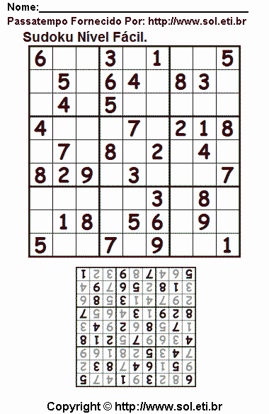 Sudoku Para Imprimir Com Respostas 542