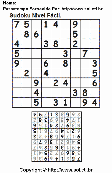 Sudoku Para Imprimir Com Respostas 544
