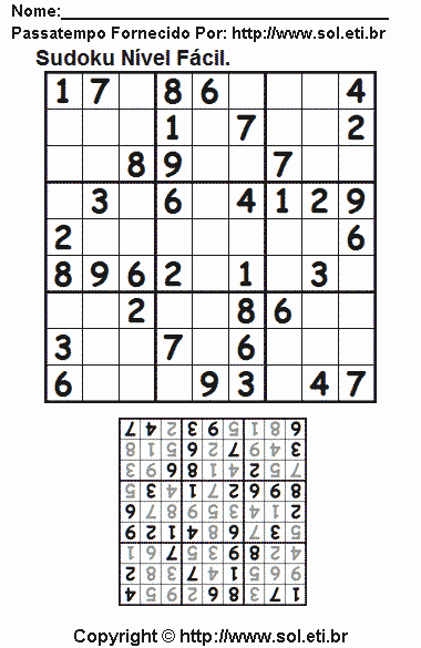 Sudoku Para Imprimir Com Respostas 546
