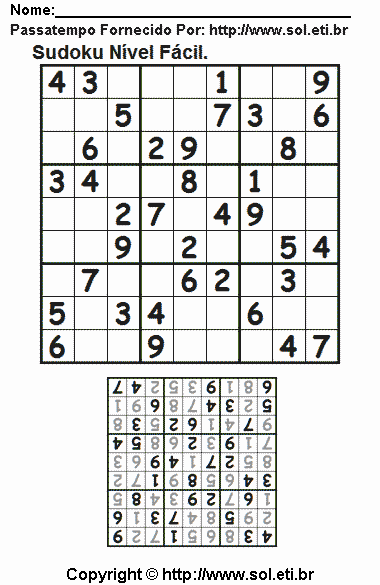 Sudoku Para Imprimir Com Respostas 551