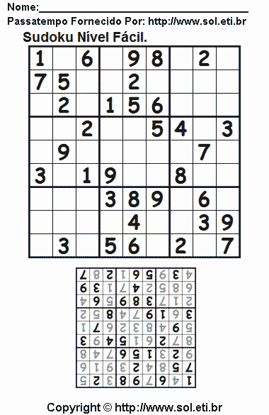 Sudoku Para Imprimir Com Respostas 561