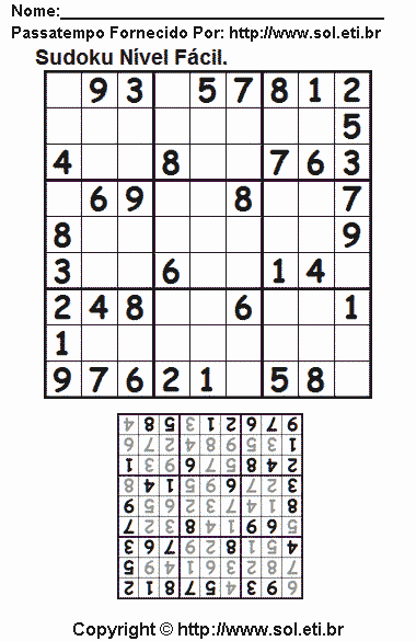 Sudoku Para Imprimir Com Respostas 567