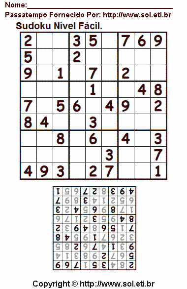 Sudoku Para Imprimir Com Respostas 568