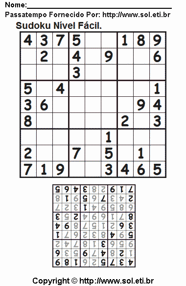 Sudoku Para Imprimir Com Respostas 570