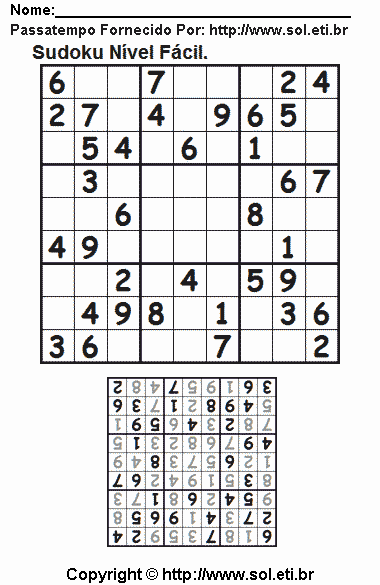 Sudoku Para Imprimir Com Respostas 573